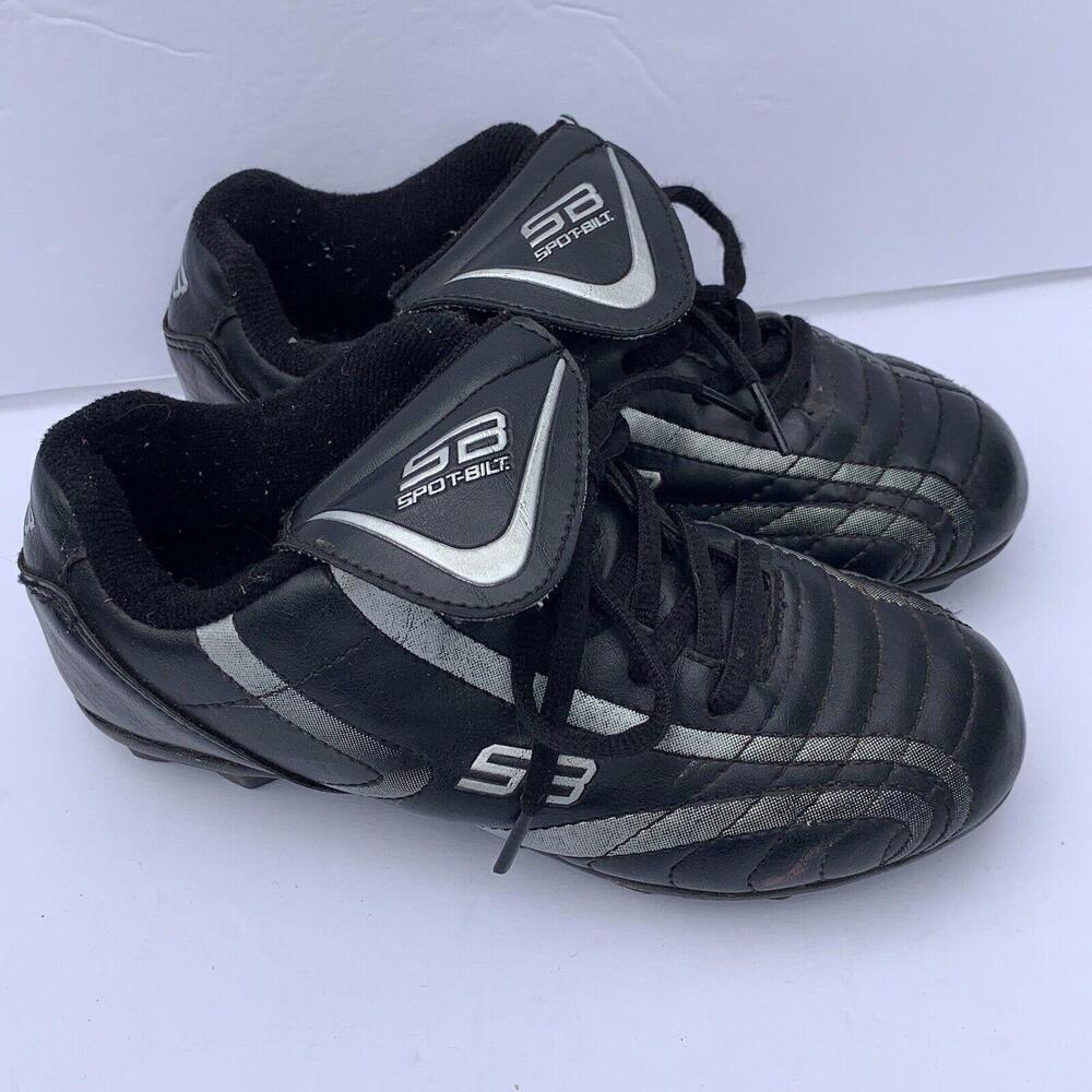 Spot-Bilt Boys Kids Girls Soccer Cleats Flap Tongue Black Silver Size 13.5​​​​